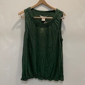 Max Studio Green Linen Sleeveless Top